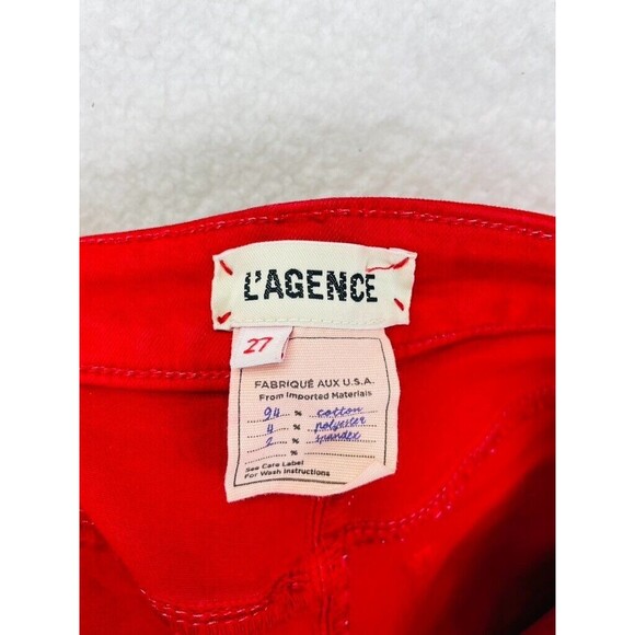 L’Agence Margot High Rise Ankle Skinny Jeans Women’s Size 27 Red Stretch Denim - Picture 6 of 8